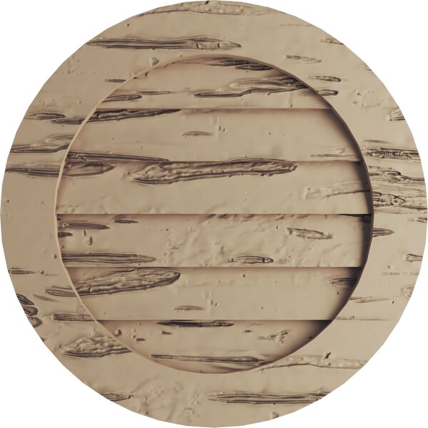 Ekena Millwork Timberthane Pecky Cypress Round Faux Wood Non-Functional Gable Vent, Primed Tan, 33"W x 33"H GVURRO33DPCPR - main